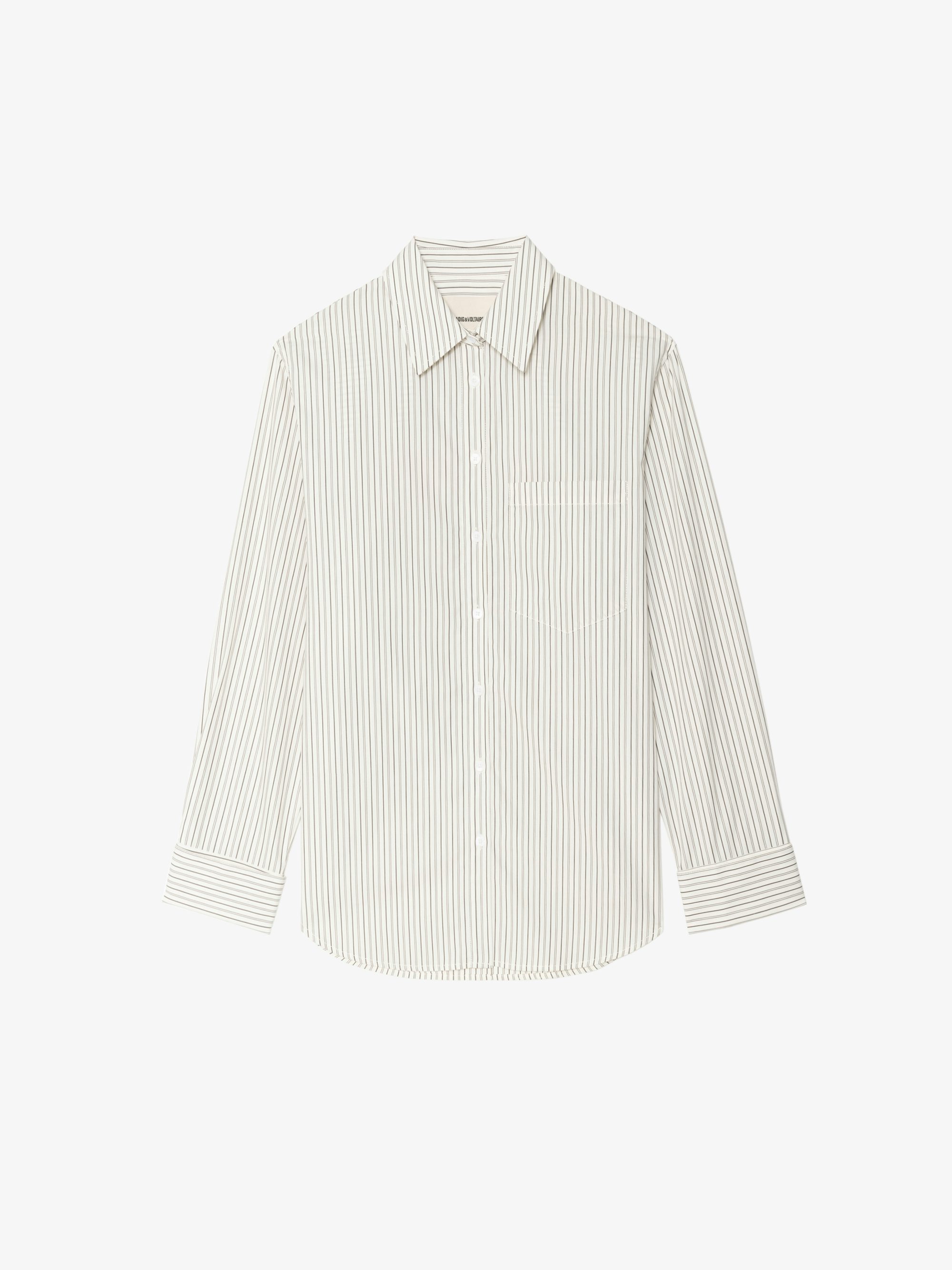 Morning Shirt - Loose shirt in striped poplin with back print.
